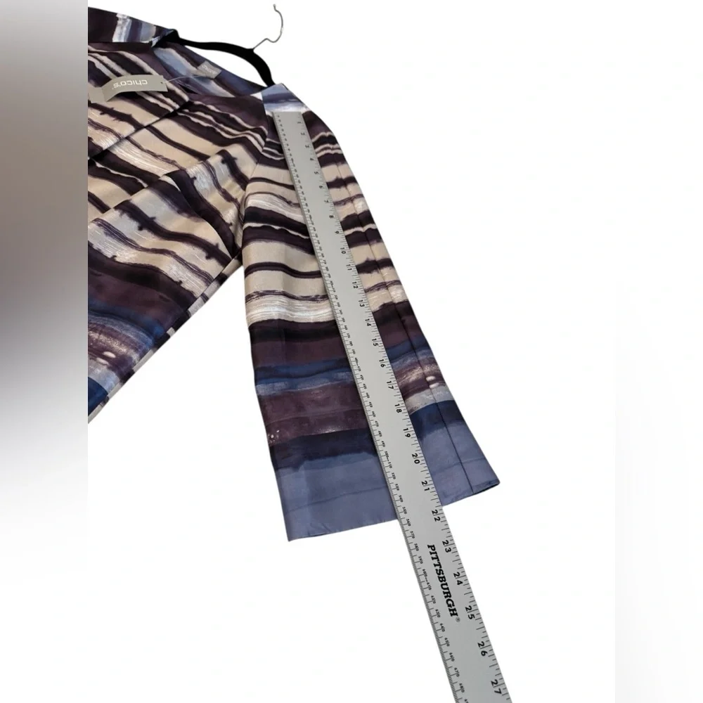 Chico's Shantung Topper Jacket Blue Multi Size 1 Medium NWT - Picture 7 of 14